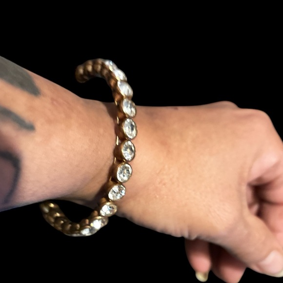 Copper & CZ Jewel Cuff Bracelet - vintage - Picture 2 of 9